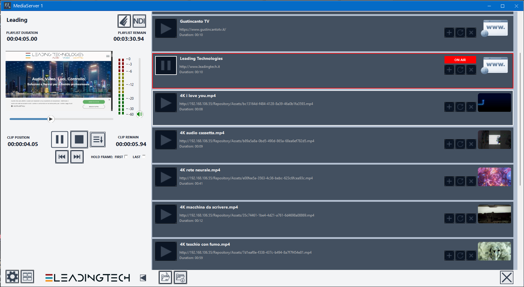 MediaServer Player Mode in modalità Light