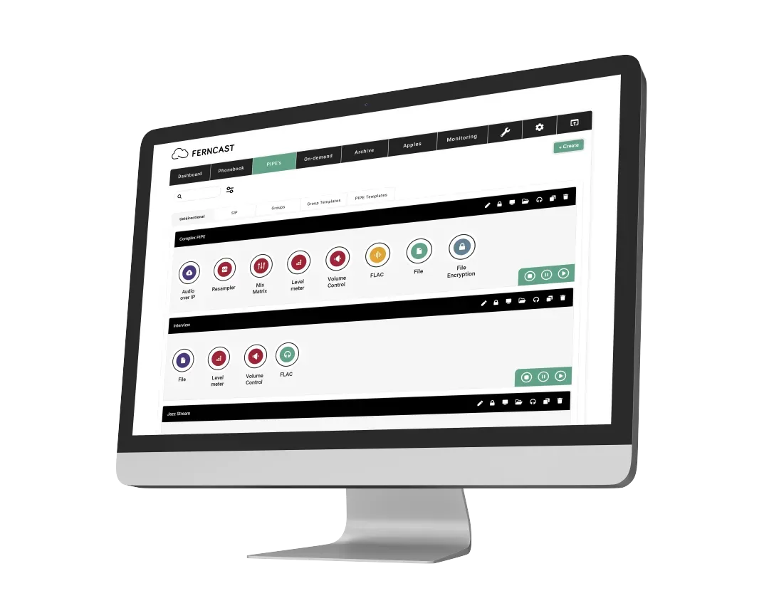 Computer con l'interfaccia originale Ferncast aixtream