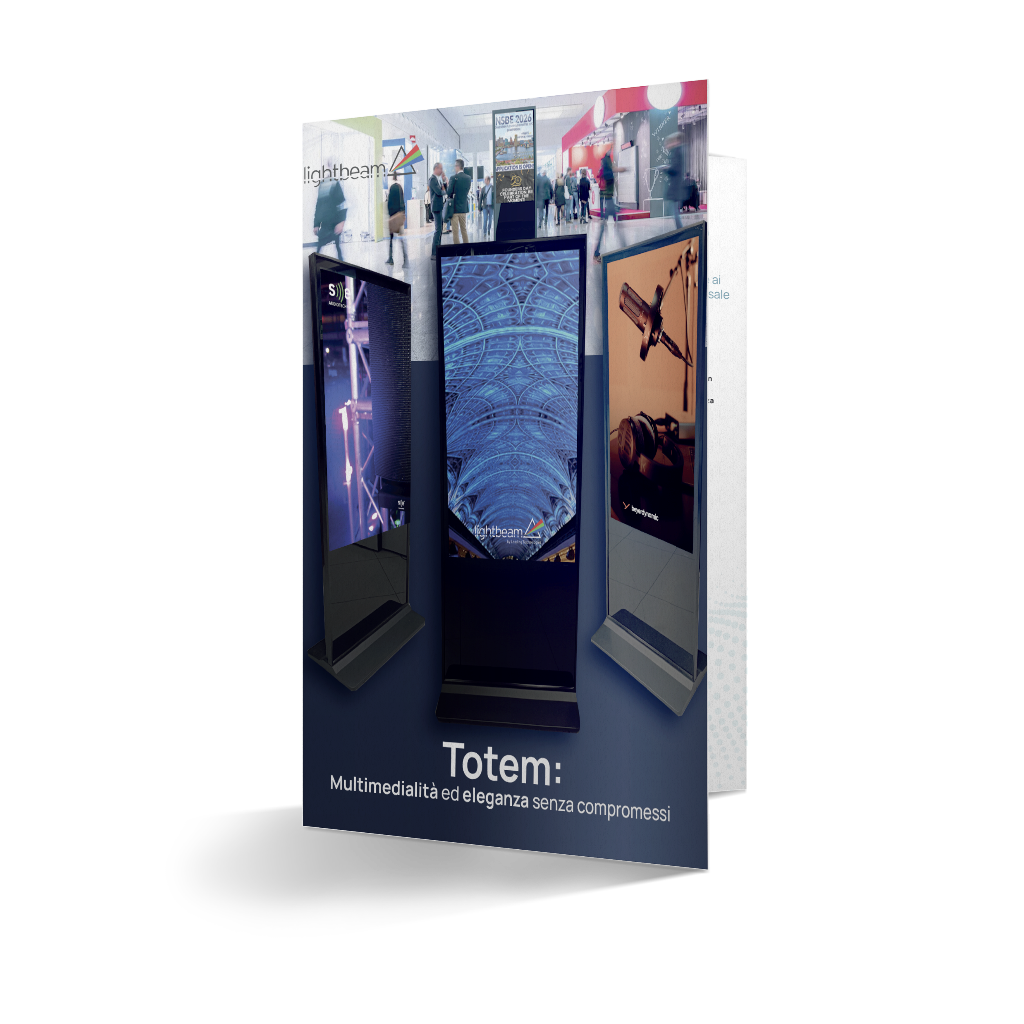 Copertina brochure totem multimediali Lightbeam
